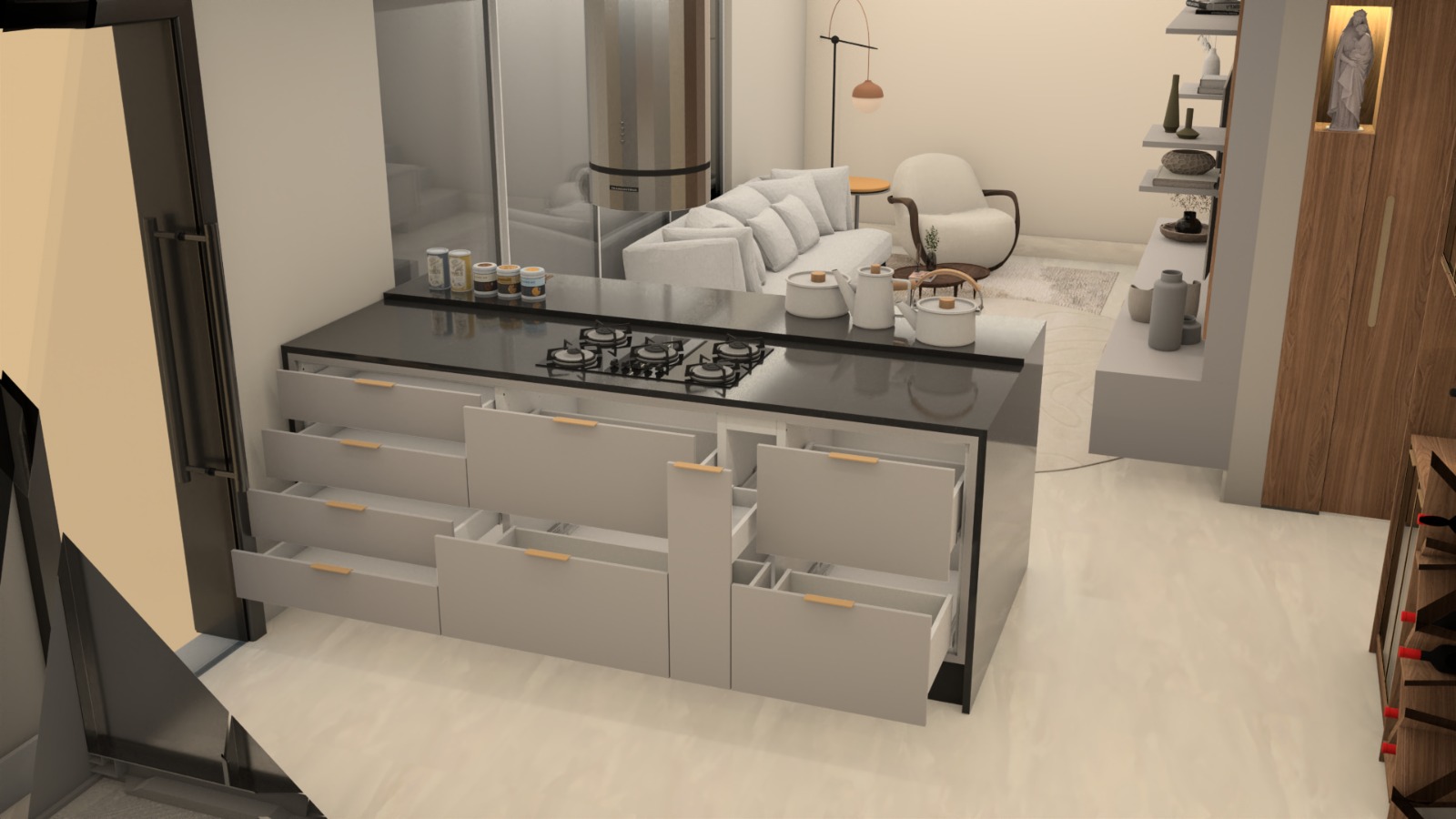 Ilha com Gavetas Funcionais