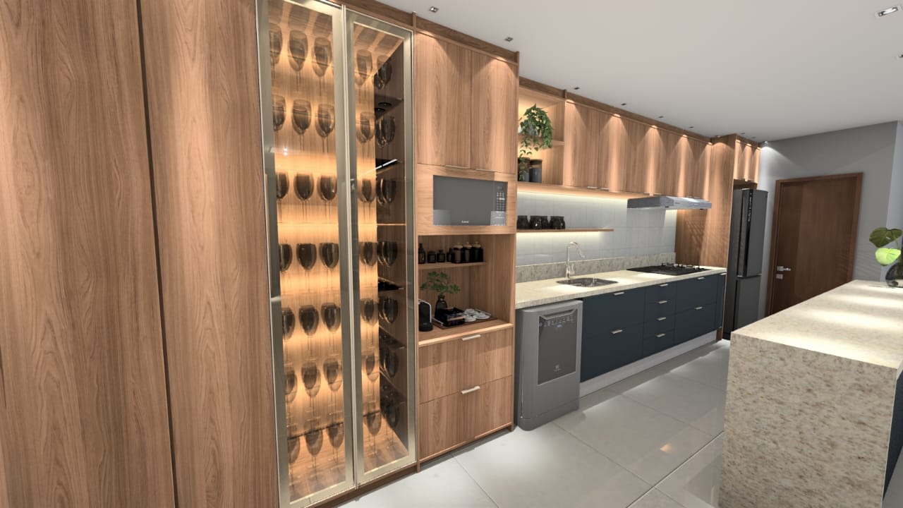 Cozinha com Adega Iluminada